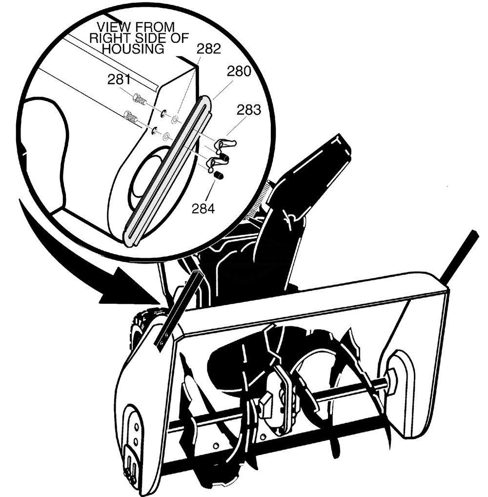 Drift Cutter Assembly Diagram and Parts List for 629110X16B 2004 Briggs and Stratton Snow Blower
